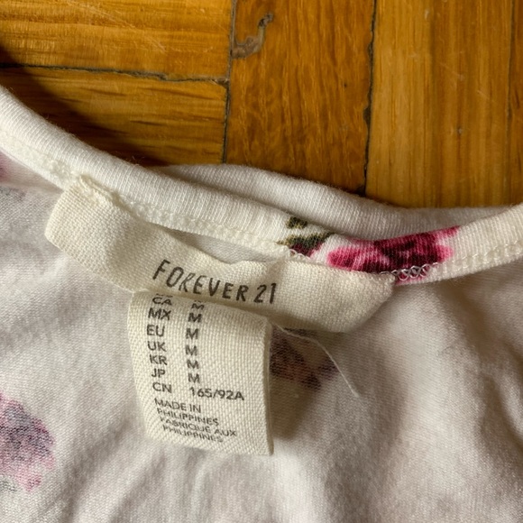 FOREVER 21 SOFT FLORAL WHITE FRINGE TANK TOP - Picture 2 of 4